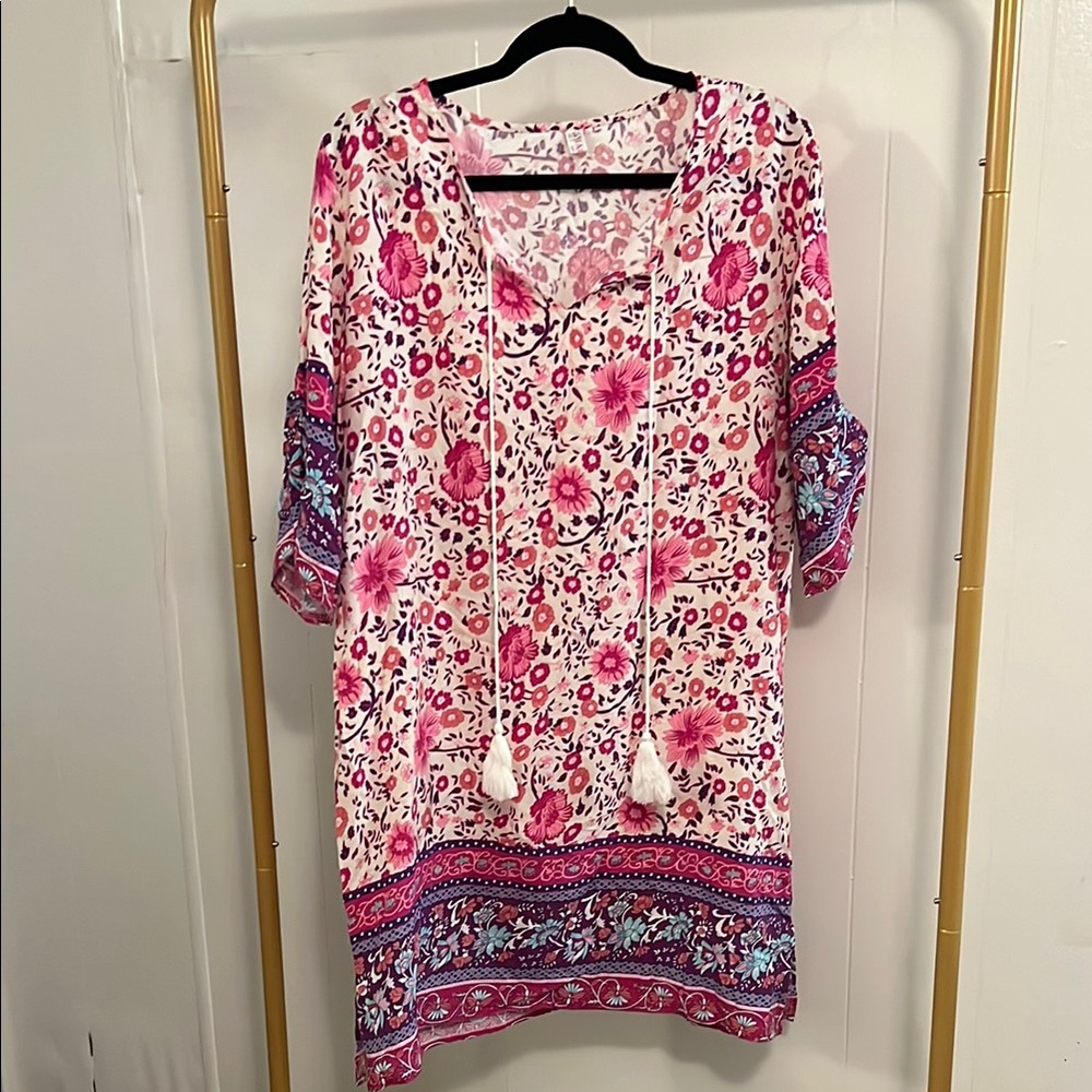 Floral Pink and Purple Women's Top